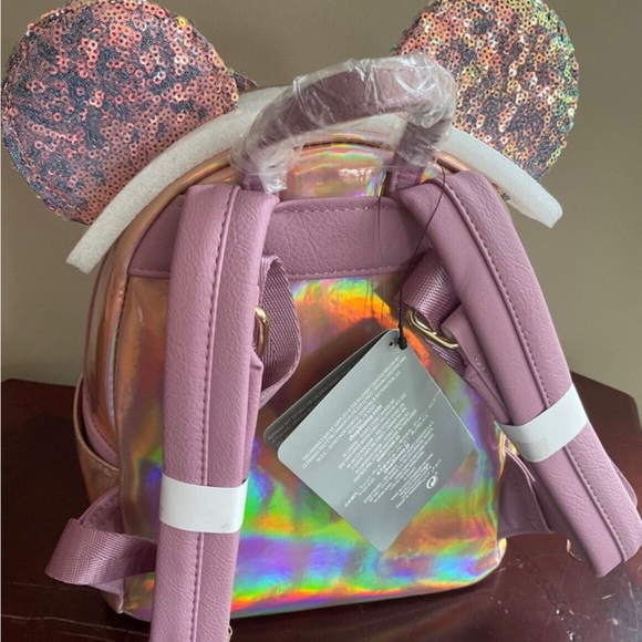 - DISNEY PARKS 50TH ANN .LOUNGEFLY EARIDECENT PINK BACKPACK - Picture 4 of 4